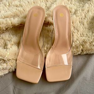 Clear heels.
